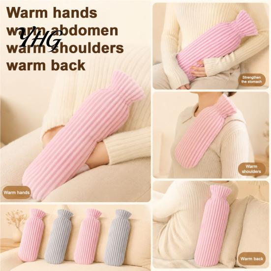 Explosion Proof Water Warmer 500/1000ML Long Hot Bottle with Plush Cover, Leak-Proof Bag, Menstrual Cramp Pain Relief Bag Cover