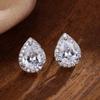 Water Drop Shape White Zircon Stone Earrings for Women Silver Color Small Earrings Wedding Party Jewelry Fashion Accessories