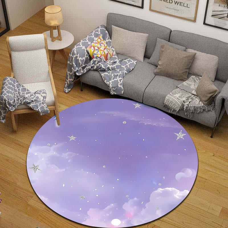 Artistic Round Cat Multicolor Floor Rug, Non-Slip Floor Mat for Hallway