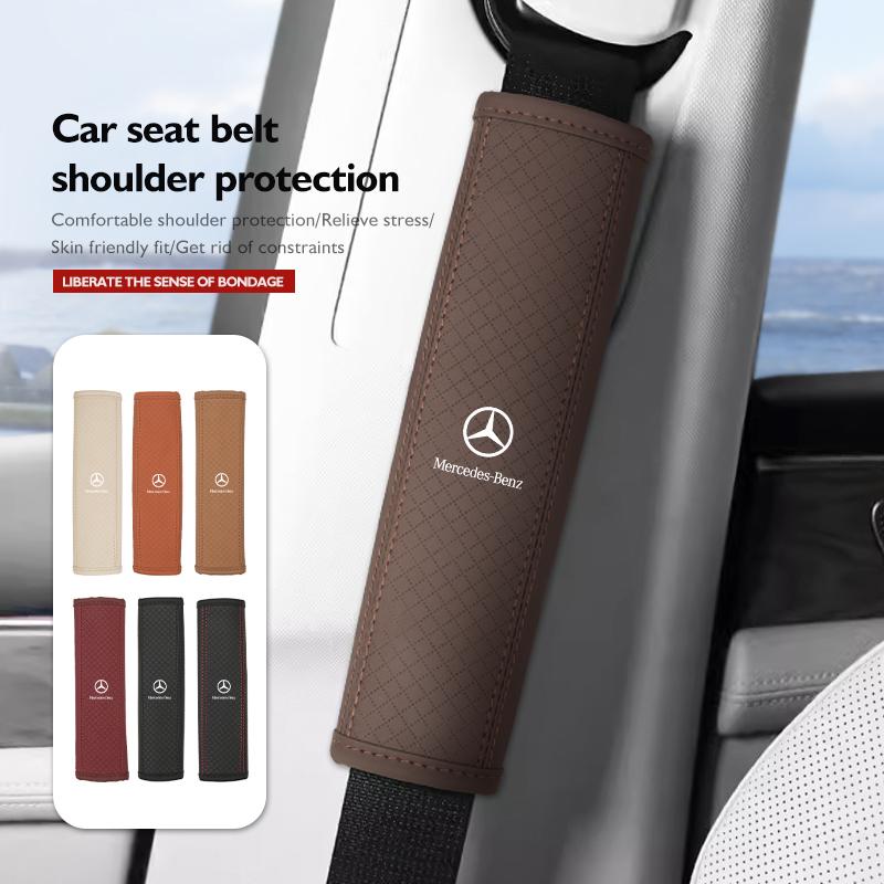 Leather Car Seat Belt Shoulder Protection Interior Ornament For Mercedes Benz W211 W124 W176 W177 C180 C200 C260 C300 GLC CLE BGHKM1