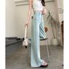 Wide-leg Flared Jeans for Women In Summer Single Button Tile Drooping High Waist Loose Drooping Slimming Floor Pants