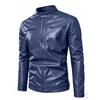 Mens PU Leather Biker Jacket Slim Fit Stand Collar Zipper Casual Streetwear 2026