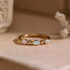 Opal Marquise Band Ring, Yellow Gold Plated 925 Sterling Silver, Dainty Stacking Bridal Jewelry, Anniversary Gift for Her