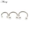 Alisouy 1 шт., нержавеющая сталь, 16 г, жемчуг, круглая подкова C, зажим для губ, носа, пирсинг козелка, перегородки, кольцо, спиральная серьга для хряща