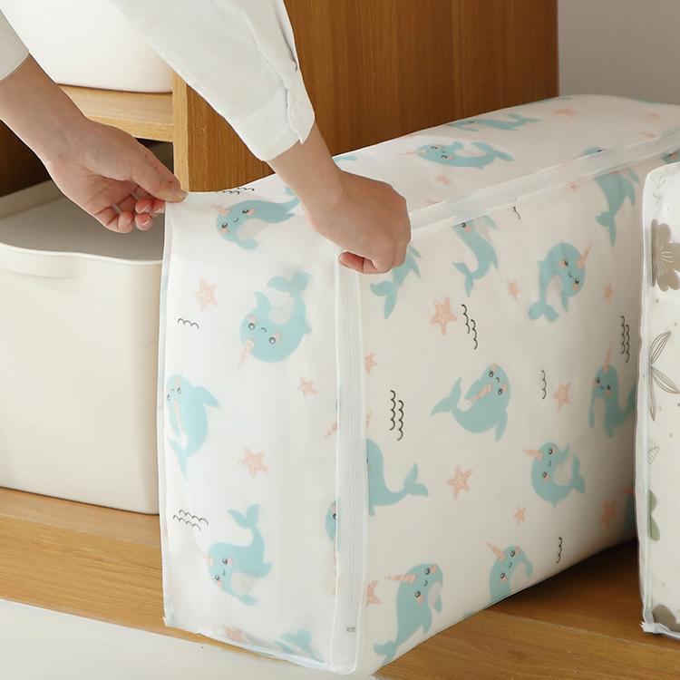 1pc Peva Printed Waterproof and Dust-Proof Quilt Storage Bag, Collapsible and Easy To Arrange,Blankets,Clothes,Bedding Store Bag