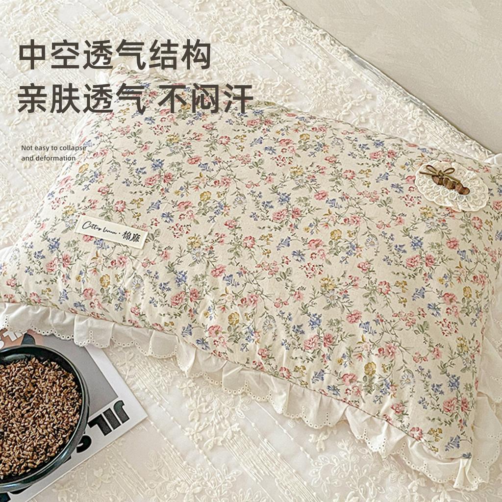 Sleepy grid cotton, pure cotton, small floral cotton, linen, buckwheat pillow, pillow core