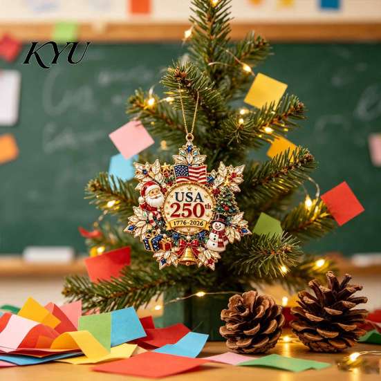 Red White And Blue Hanging Decor USA 250th Anniversary Christmas Ornament, Snowflake Decor, 1776-2026 Commemorative Patriotic Gift Acrylic Tree