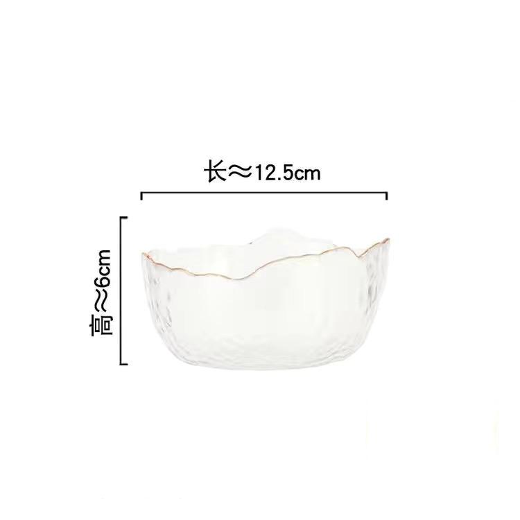 Салатница в скандинавском стиле, прозрачная посуда, раскрашенное золотом стекло, салатница, миска для фруктов, практичная кухонная утварь