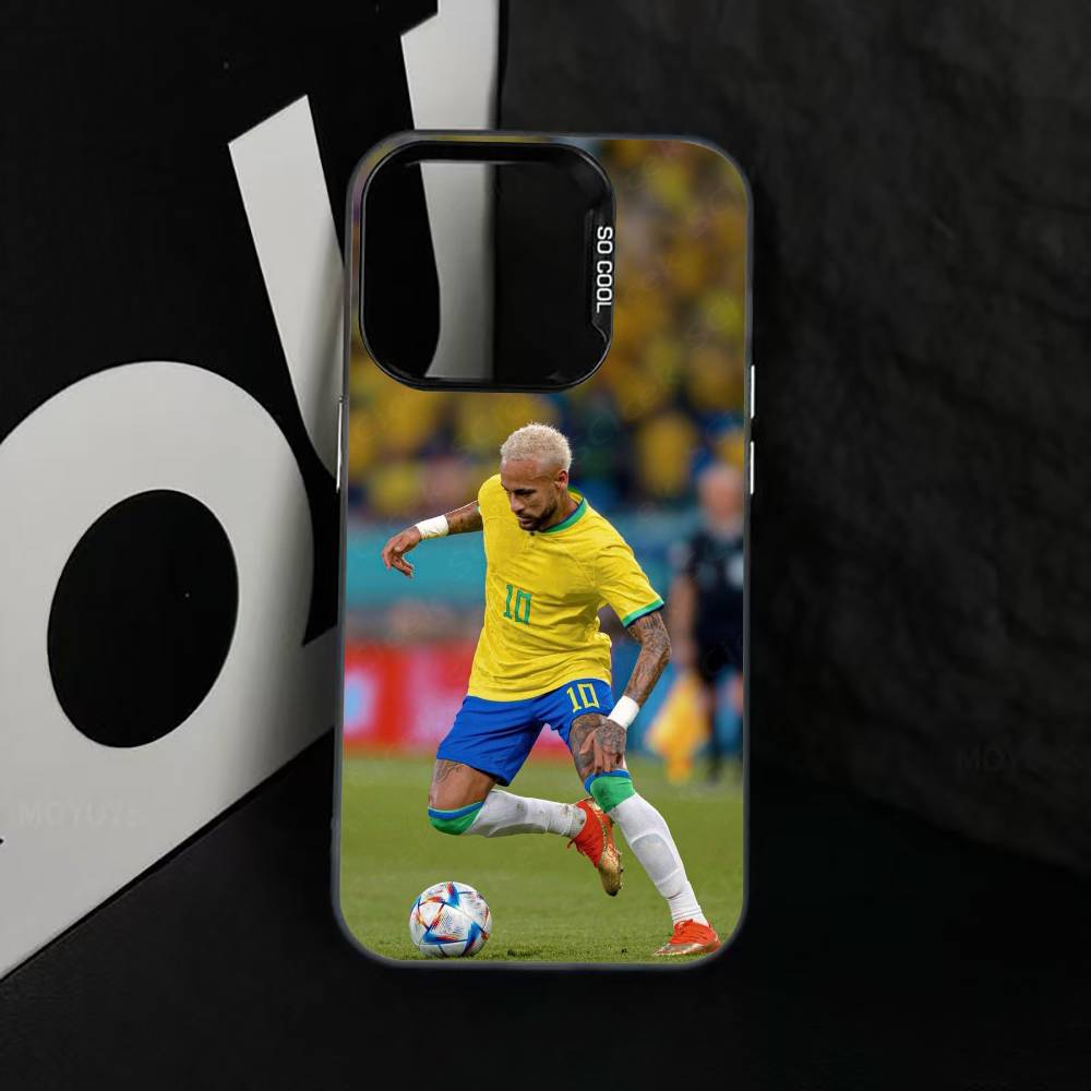 Футбольный чехол For -Ney- 10 для iPhone 17,16,15,14,13,12,11 Plus,Pro Max,XS, Цветной Серебристый Черный Чехол