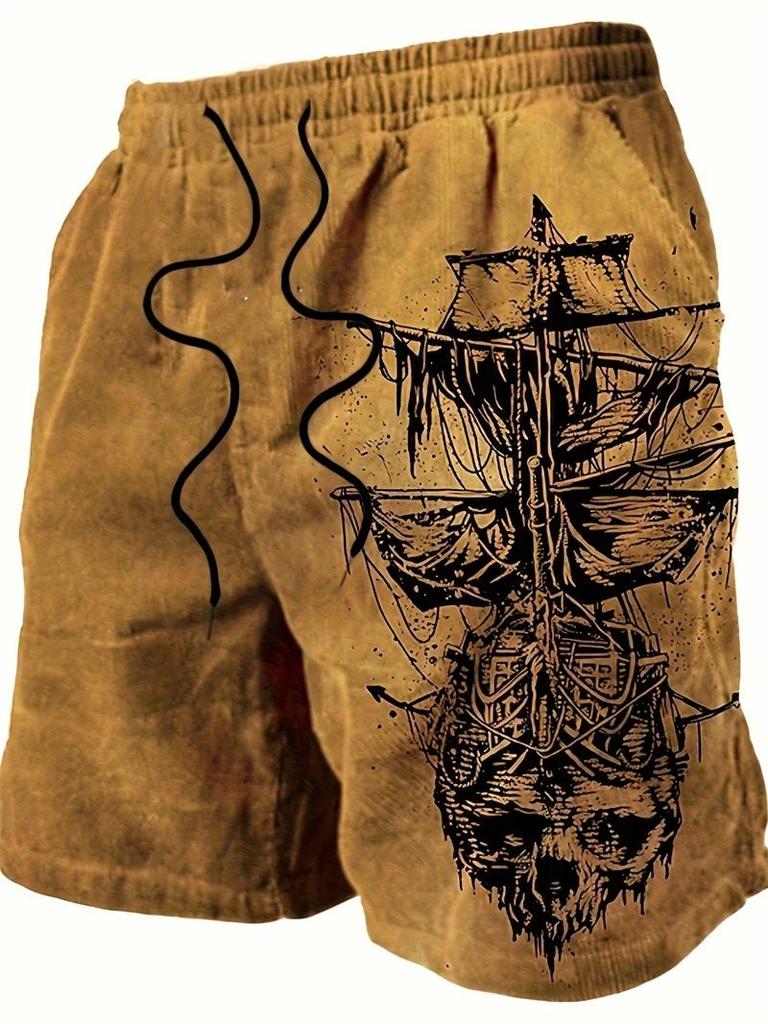 Boxing Shorts Pants 3D Print Training Retro Pirate Ship Ghost Skull Boat Unisex Men Women Quick Dry Fitness Gym Sport Workout Casual Streetwear