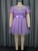 AOMEI Lavender Butterfly Dresses for Women O Neck Short Puff Sleeve Lovely Birthday Party Ball Gowns
