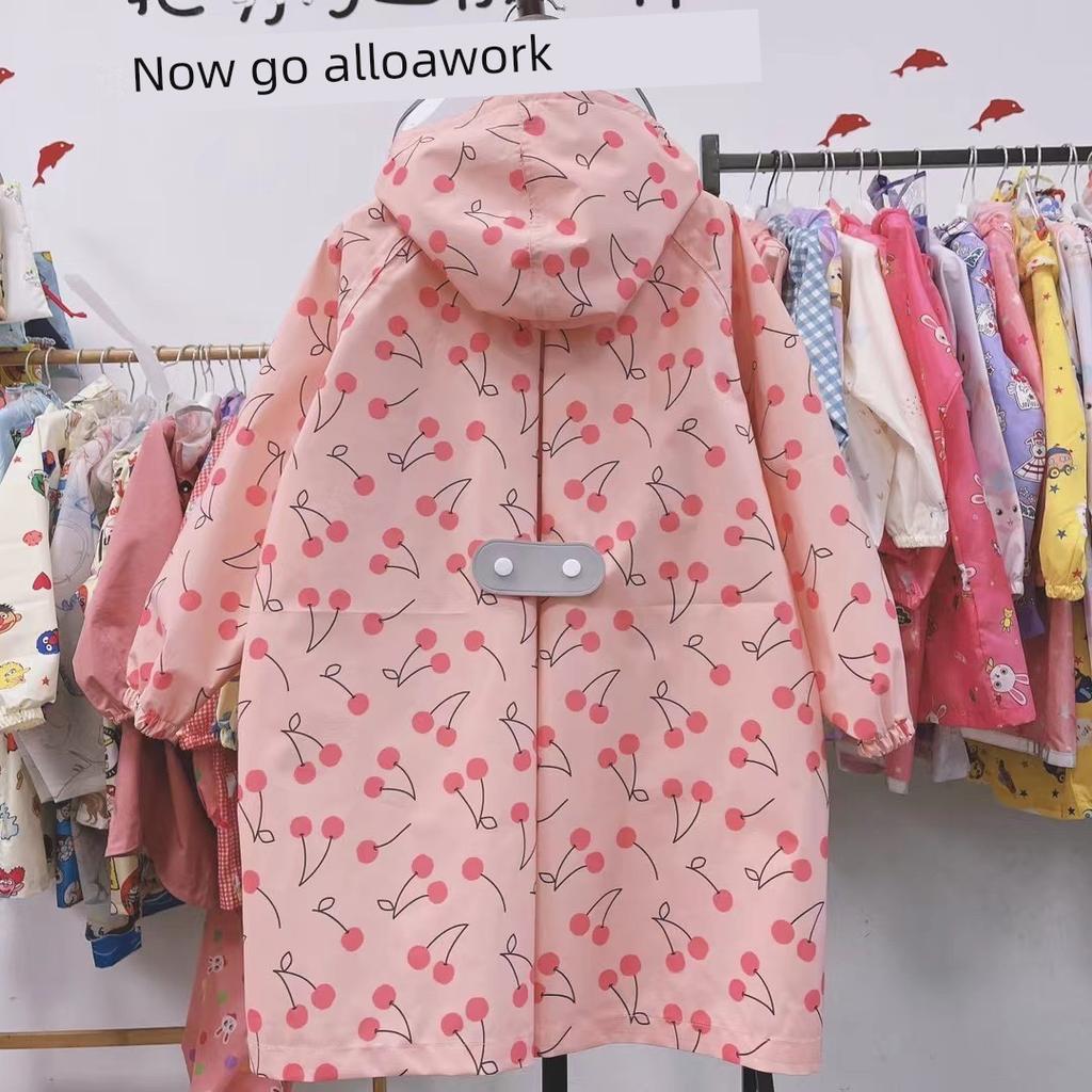 Japanese-Style Lightweight Children's Raincoat for Boys and Girls, Kindergarten Kids, and Elementary School Students, Full-Length Reflective Rain
