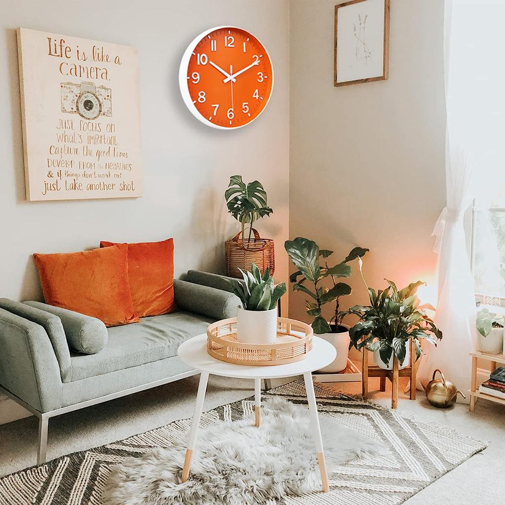 HZDHCLH Настенные часы, стильные, тихие, скандинавские (Оранжевый Белый)…