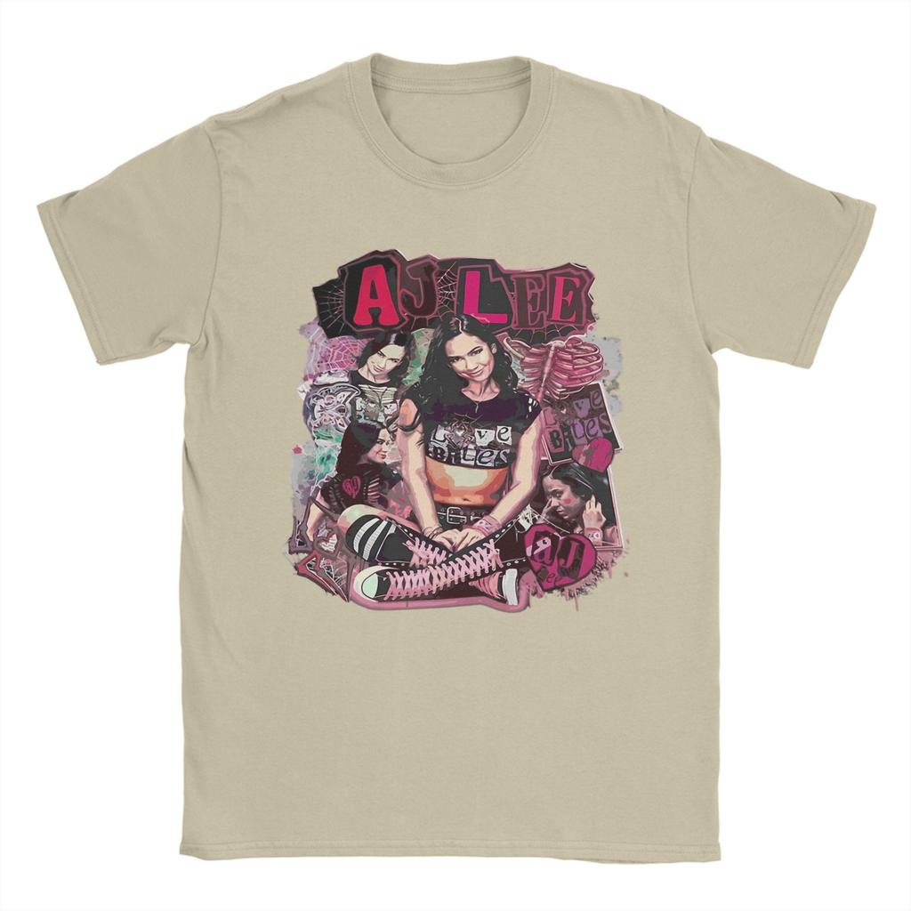 Винтажные футболки рестлера Эй Джей Ли для мужчин из чистого хлопка, потрясающая футболка с круглым вырезом, футболка с коротким рукавом, одежда больших размеров