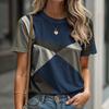 Геометрическая Повседневная Спортивная Женская Футболка Летняя С Круглым Вырезом С Коротким Рукавом Простая Свободная Дышащая Футболка