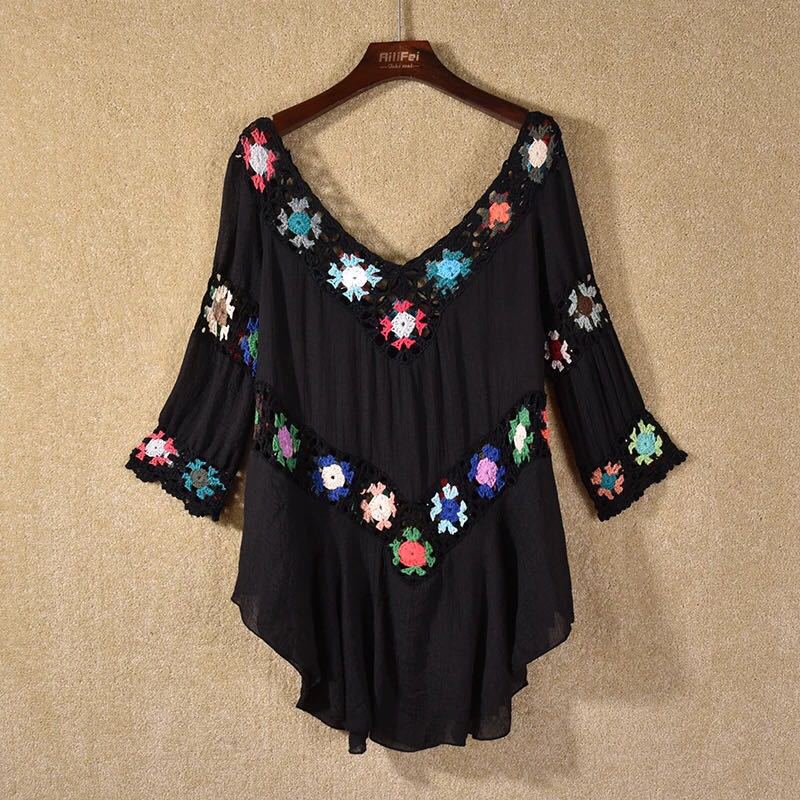 Женские пляжные накидки в богемном стиле, бикини с цветочным принтом, свободные накидки, пляжная одежда