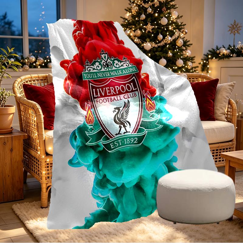 Плед Liverpool F.C. - Мягкий и Удобный, для Спальни, Путешествий, Дивана, Домашнего Декора - Подарок на День Рождения, Рождество для Друга