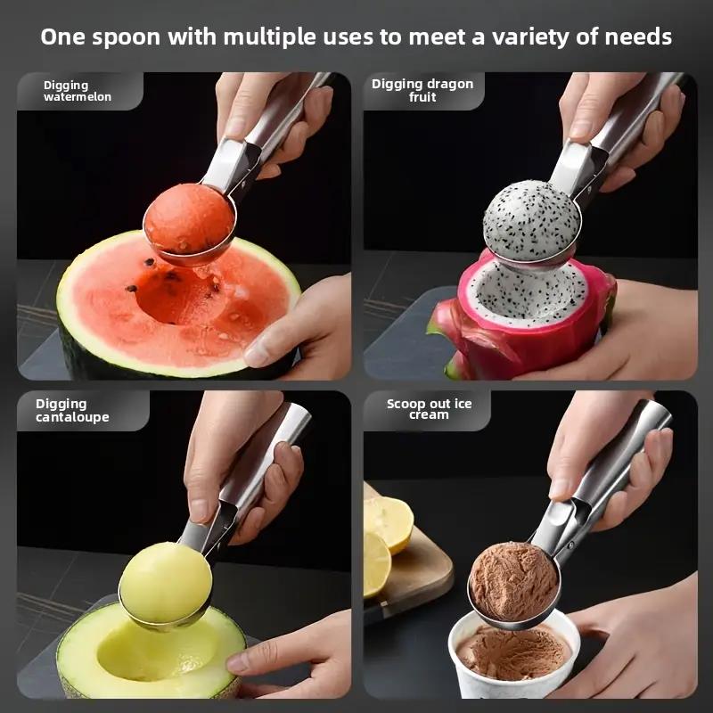 Premium Stainless Steel Ice Cream Scoop Multifunctional Fruit Scoop Kitchen Supplies Easy to Use Ice Cream Scoop and Fruit Scoop 6