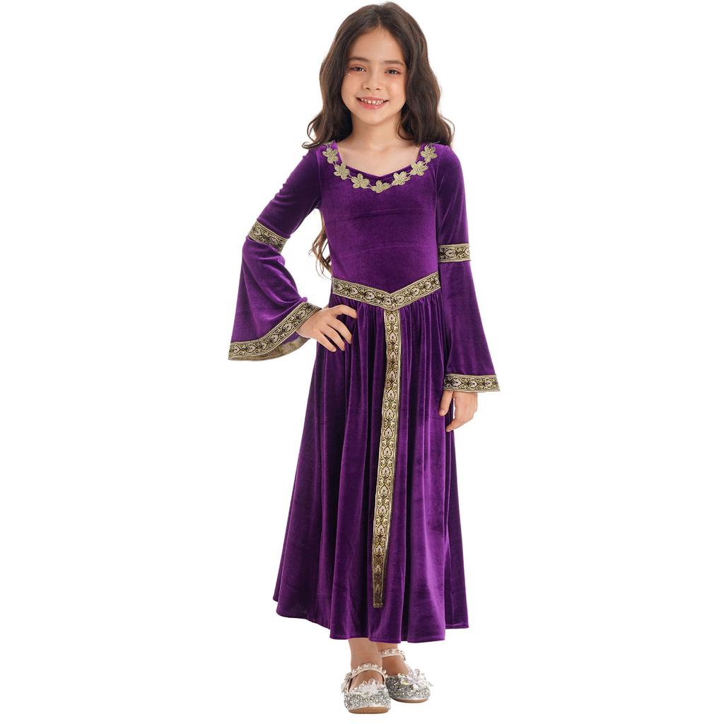 Girls Medieval Princess Costume Renaissance Costume Robe Retro Gown Dress for Halloween Cosplay Dress Up