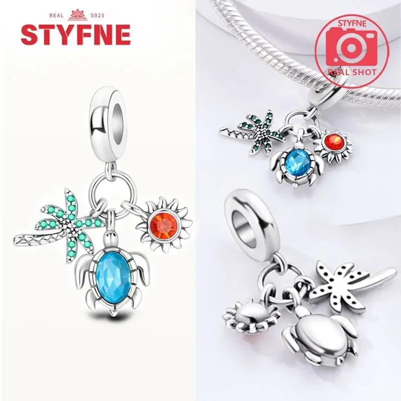 Женский браслет DIY Изысканные ювелирные изделия Подарки Оригинальные шармы Бусины Медь Морская серия Синяя черепаха Морская звезда Ракушка Подвески