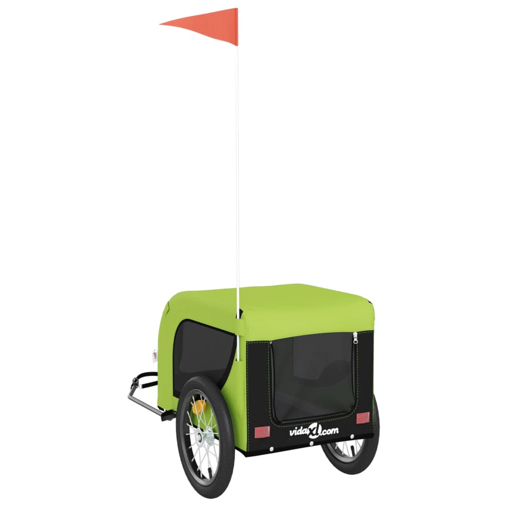 Dog Bike Trailer in Green and Black Oxford Fabric & Iron