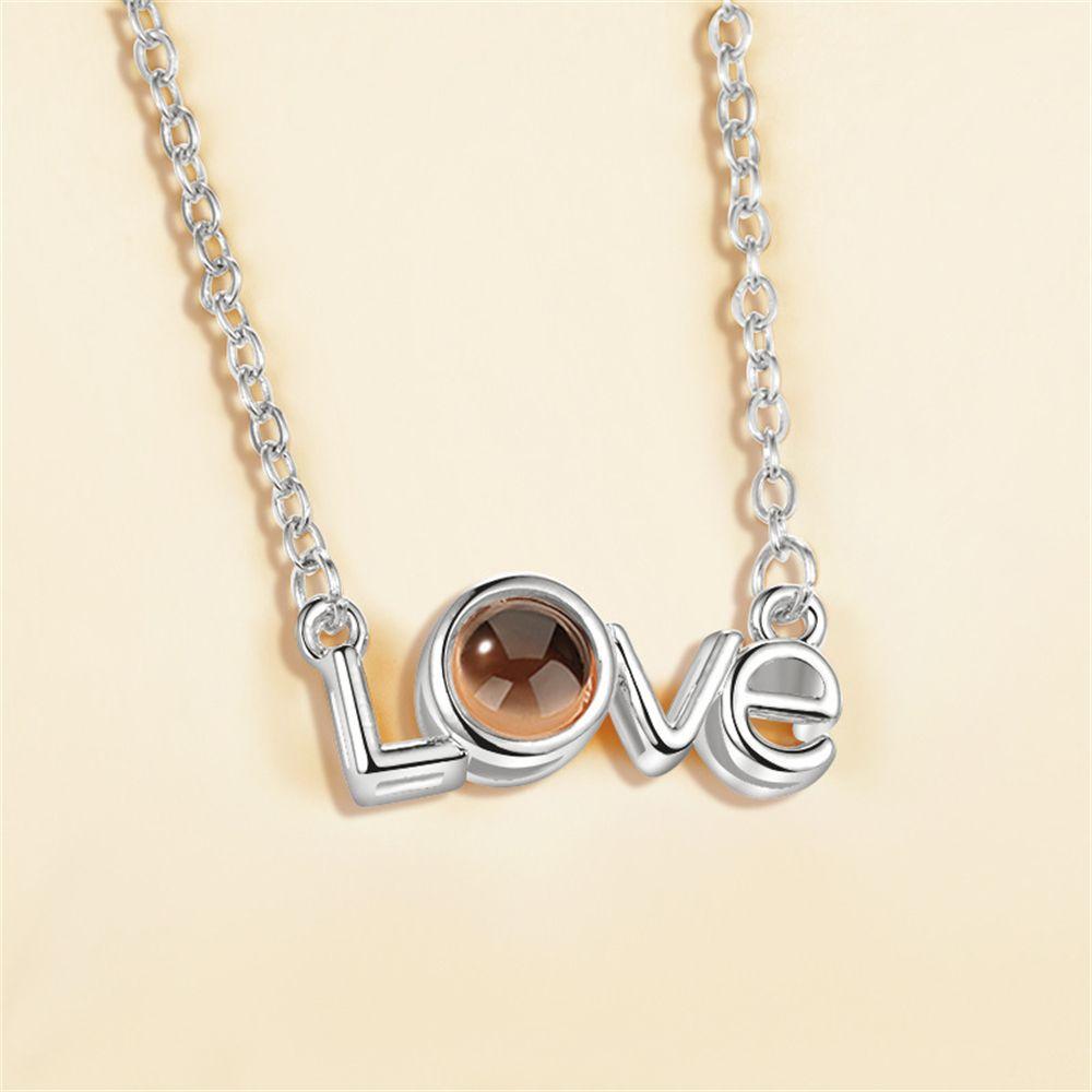 Fashion Boho Crystal Valentine's Day Present Projection Necklace I love You Bohemia 100 Languages