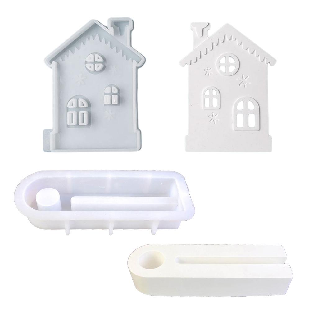 Castle House Candlesticks Resins Moulds Snow House Candle Holder Silicone Molds DIY Castings Moulds for Home Decorations