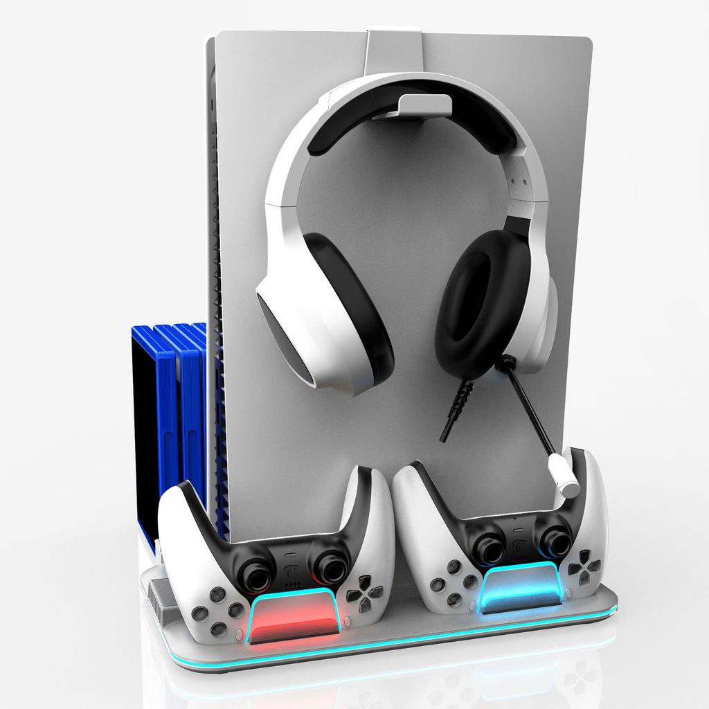 DZ504 Многофункциональная охлаждающая подставка для PS5/PS5 Slim Держатель для гарнитуры Полка для хранения дисков