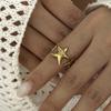 316L Stainless Steel Ocean Starfish Open Ring for Women Fashion Star Flower Irregular Geometric Ring Adjustable Finger Jewelry