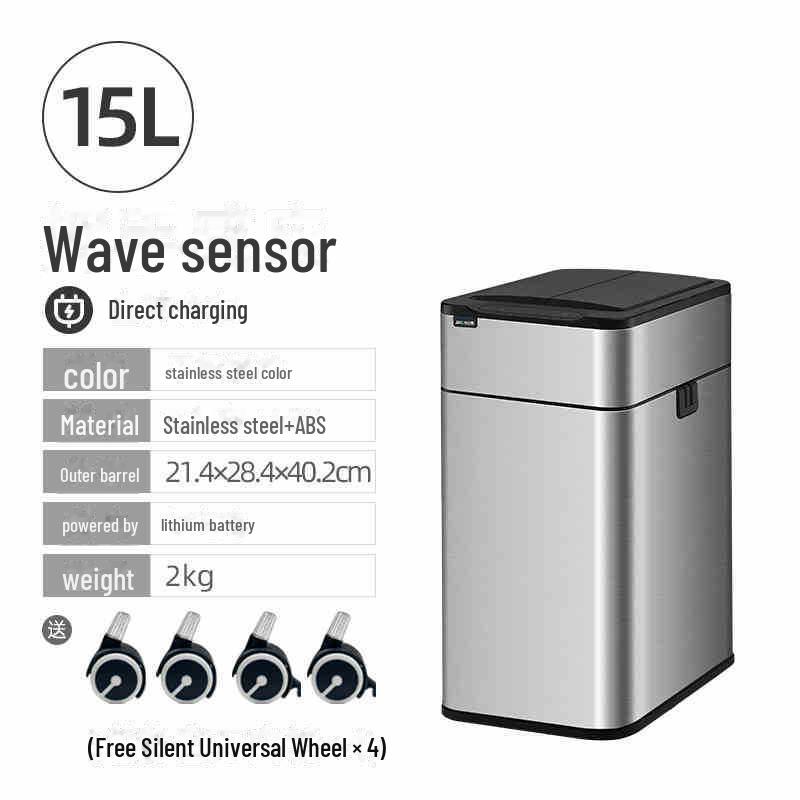 Jieanhui Smart Induction Trash Box с крышкой для ванной комнаты, кухни и гостиной - Автоматическая упаковка