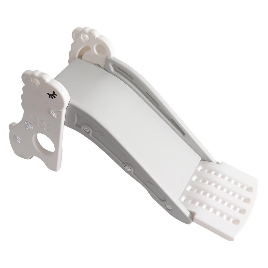 Kids Indoor Sliding Slide Freestanding Folding 2 Stairs Stable Base Climber Play Slide for Toddlers White Gray