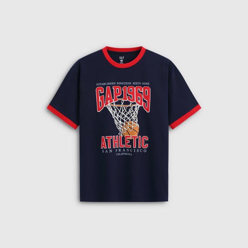 Gap Унисекс футболка с коротким рукавом, colorblock, спортивный принт