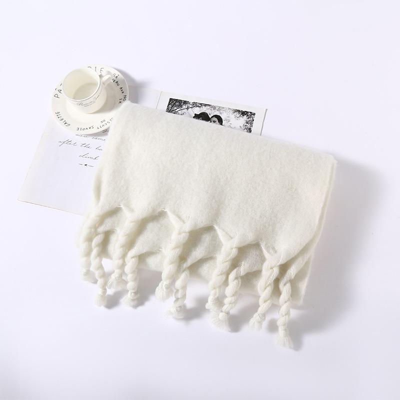 Spring, Autumn and Winter New Solid Color Knotted Beard Scarf Versatile Outer Warm Scarf Shawl