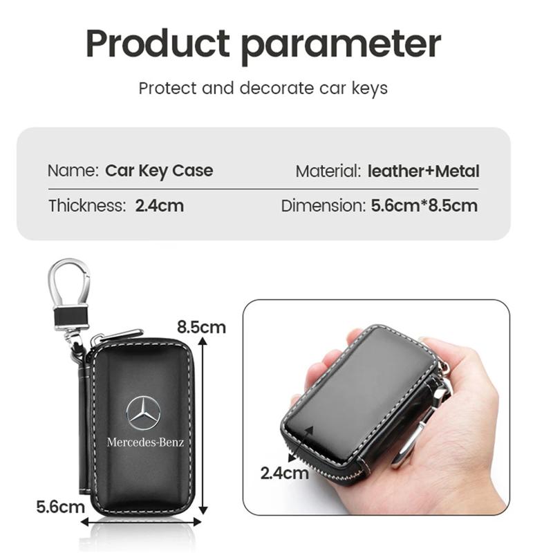 D4Car Key Bag Zipper Case Leather Key Fob Pouch For Mercedes benz E GLK CLS A W204 W213 W221 ML ABR Apple Tree c200 Accessories
