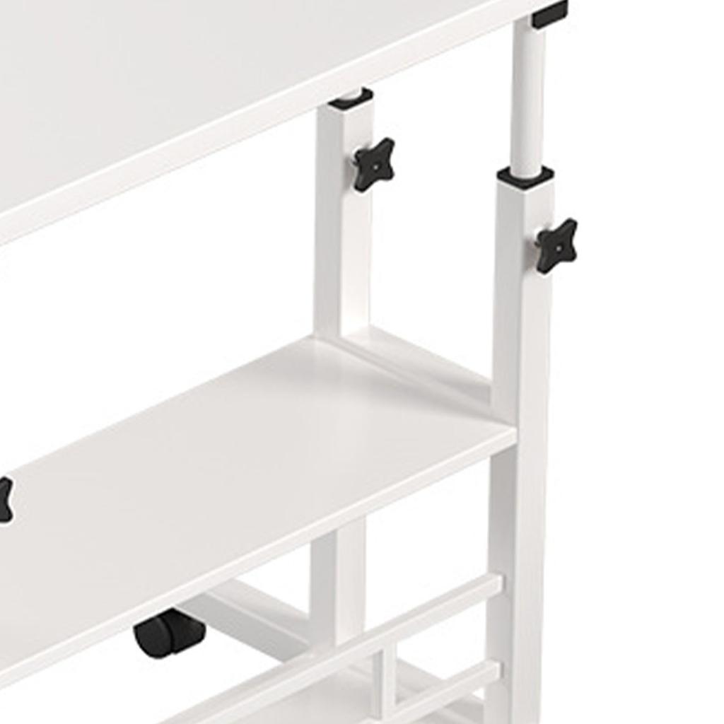 Bedside Table with Wheels 3 Tier Shelves Variable Height Ergonomic Mobile Bedside Laptop Desk for