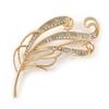 Fancy Clear Crystal Leaf Brooch Gold Tone Length One Crystal Gold No - 70mm, Size, Plated, Gems.