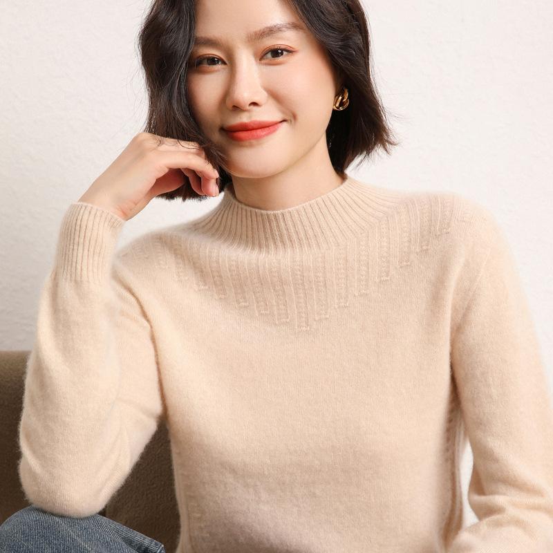 Готовый к носке Кардиган с полуворотником для женщин Осенью и Зимой Новая Кашемировая Вязаная Базовая Рубашка Модный Универсальный Пуловер Свитер