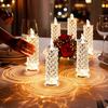 Set of 4 LED Crystal Candle Lights, Flameless LED Candles, Rose Shadow Led Flameless Candle Light, Romantic Flameles Pillar Candles for Christmas Wedd