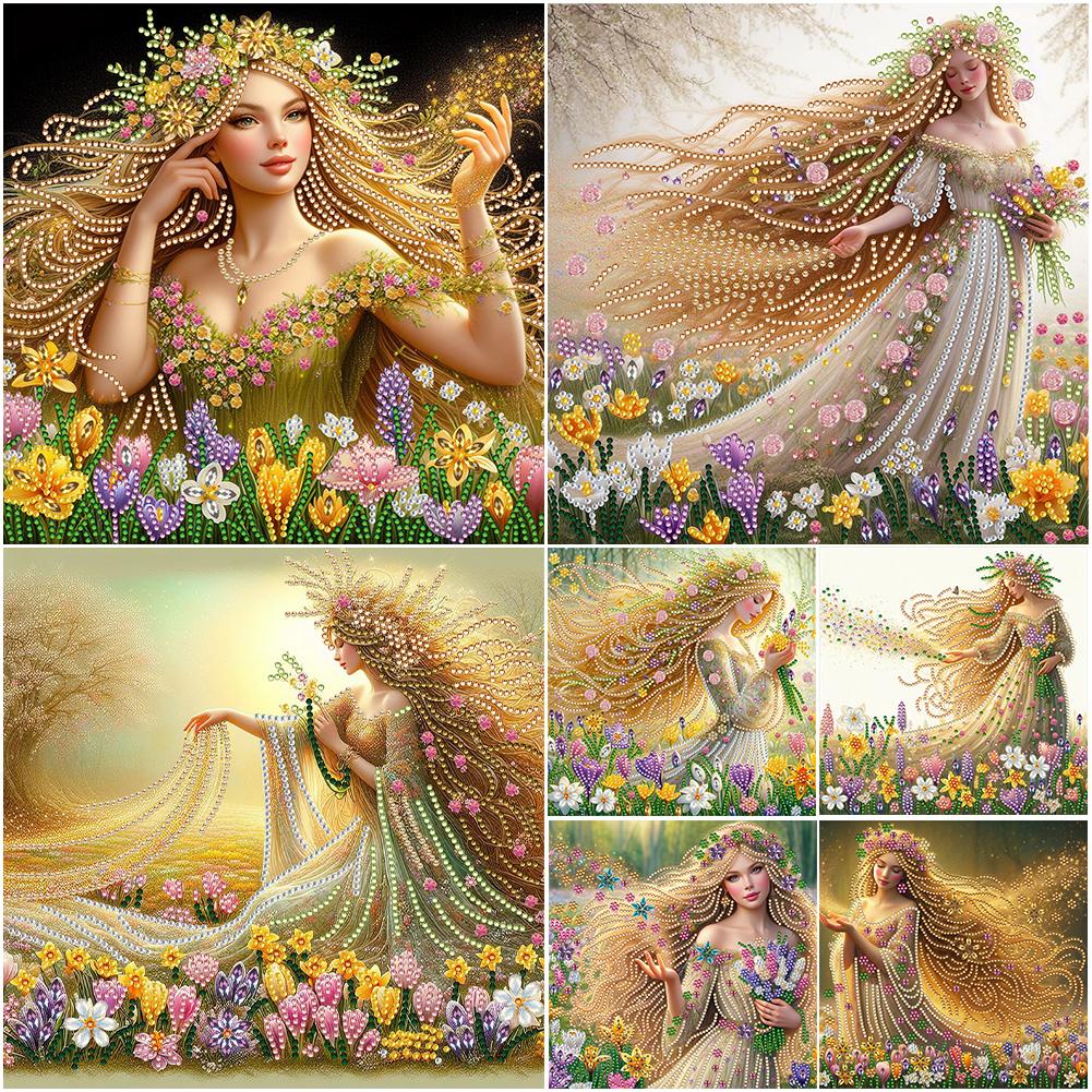 5D DIY Частичная дрель специальной формы Набор для алмазной живописи Девушка Украшение AU