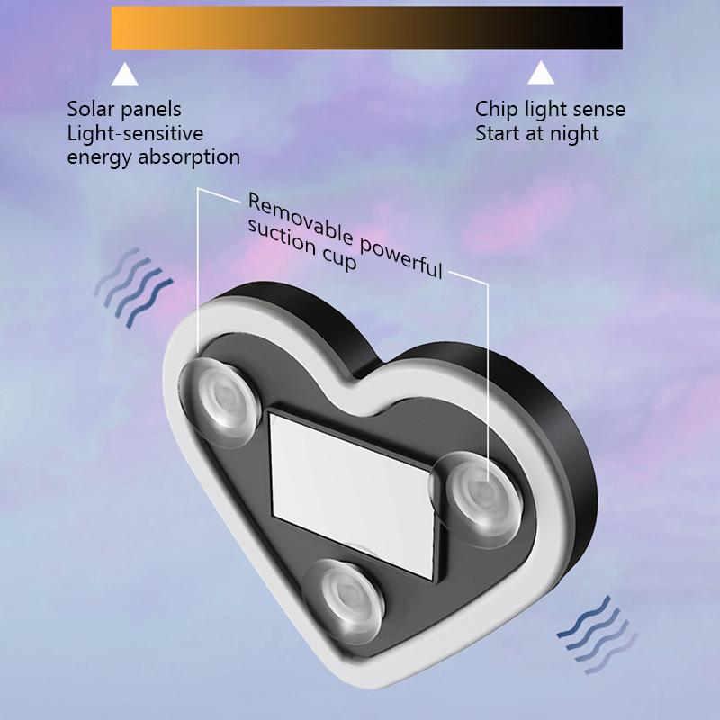 SEAMETAL LED Car Window Ambient Lamp Solar Energy Wiring Free Glowing Heart Atmosphere Neon Light Car Interior Decoration Accessories