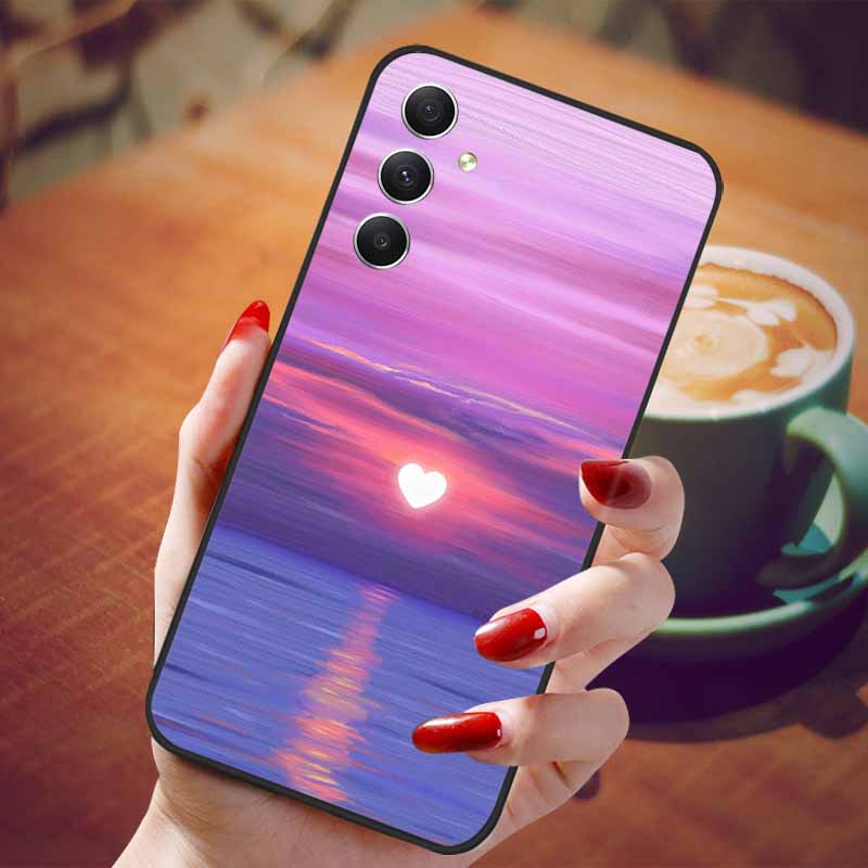 Чехол для Samsung Galaxy A55 5G Черный ТПУ Силикон Красивый Узор Чехлы для Телефона для Galaxy A55 Ударопрочный Мягкий Чехол A 55 6.6''
