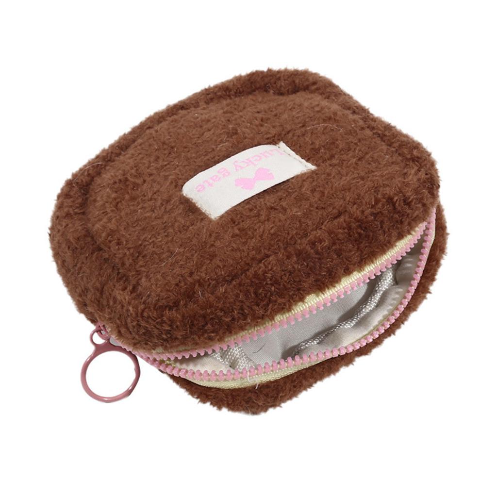 Однотонный плюшевый мини-кошелек для монет, милый кошелек для девочек, косметичка, помада, квадратные сумки-клатчи на молнии, портативный чехол для наушников