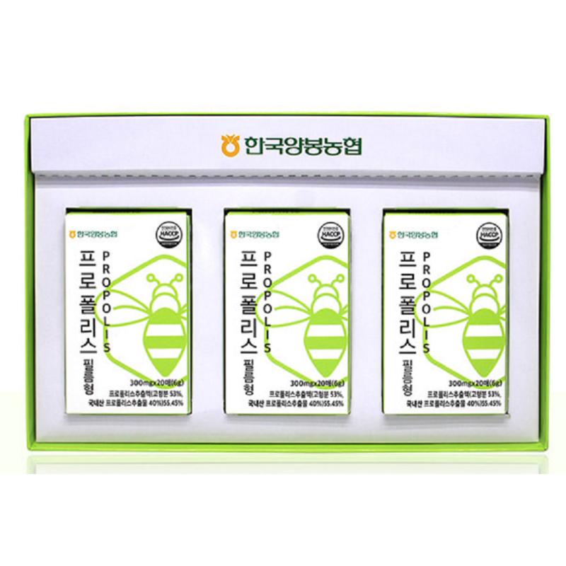 Корейский пчеловодческий кооператив прополис пленочного типа питательные вещества, полезные для горла 20 листов x 3 коробки