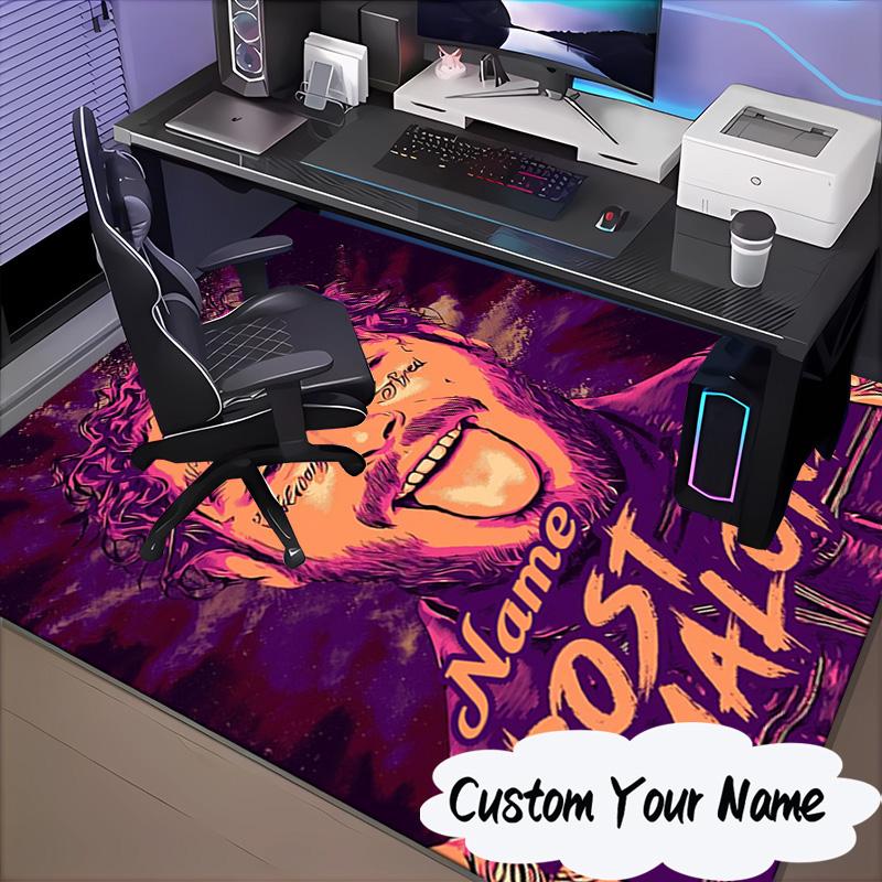 Custom Name Musician's Post Malone Rug for Living Room, Game Rooms, Office, Bedroom, Floor Mat Playful Design, fan gifts Christmas decor