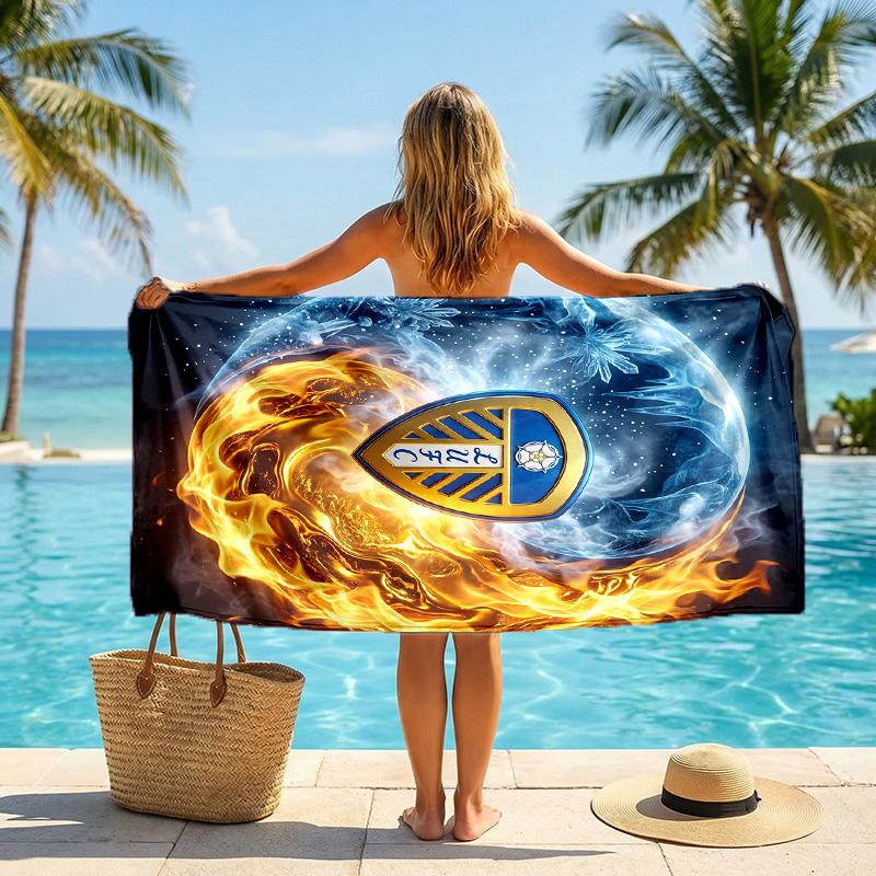 Пляжное полотенце Leeds United Football Мягкое из микрофибры Летнее полотенце Быстросохнущее Впитывающее полотенце для пляжа Бассейна Путешествий