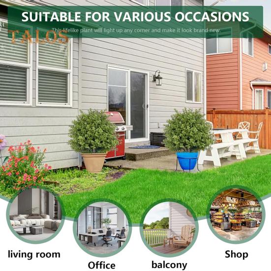 Искусственное самшитовое топиарное шарообразное дерево с опорой в землю, устойчивое к ультрафиолетовому излучению, устойчивое к погодным условиям, искусственные зеленые кустарники для сада, крыльца, патио, искусственные растения из самшита