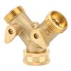 3/4 Inch 2?Way Garden Hose Splitter Garden Brass Water Connector with Valve US Standard