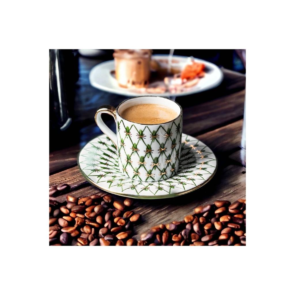 Фарфоровая чашка для эспрессо с турецким кофе и плющом, расписанная вручную