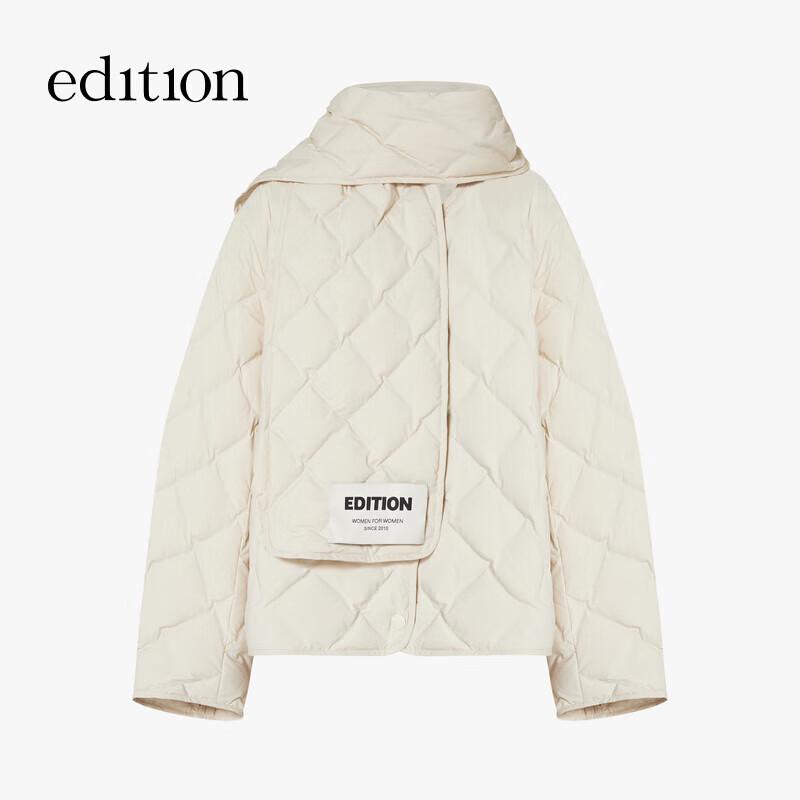 Edition Women's Detachable Scarf Collar Diamond Quilted Goose Down Jacket