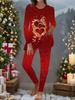 Евро-американская мода 3D принт "Любовь" Женский всесезонный комплект из двух предметов: футболка с длинным рукавом + длинные брюки. Идеальный подарок на Новый год и Рождество